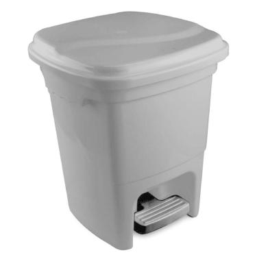 Imagem de Lixeira Plástica Com Pedal 15l - Plasvale Cinza