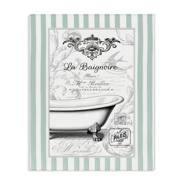 Imagem de Stupell Industries La Baignoire on Stripes Canvas Wall Art Design por Lettered and Lined, 76 x 61 cm