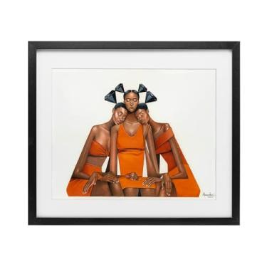 Imagem de Stupell Industries Impressão emoldurada preta de diamante negro design sob vidro por Manasseh Johnson Sr, 17 x 21