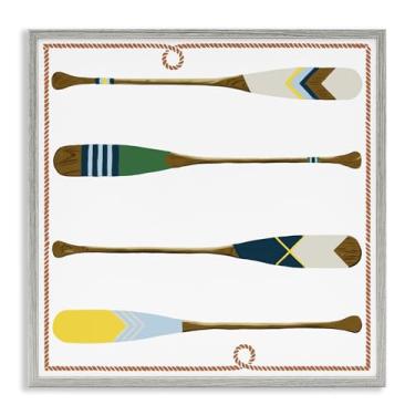 Imagem de Stupell Industries Design de arte giclée emoldurado cinza com quatro remos padronizados por Radhika Modi, 43 x 43 cm