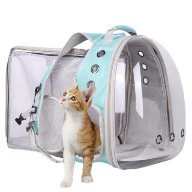 Imagem de Mochila de extensão quadrada para animais de estimação para gatos e filhotes pequenos de até 5,4 kg, cápsula espacial transparente, astronauta, mochila para carregar e transportar gato para