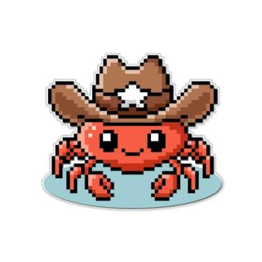 Imagem de Decalque de vinil colorido de caranguejo pixelado 8Bit 10 cm