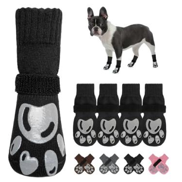 Imagem de BEAUTYZOO Meias para cães para evitar lamber patas - botas de cachorro e protetores de patas com garras em pisos de madeira, sapatos para cães para pavimento quente/frio pequenas, médias grandes