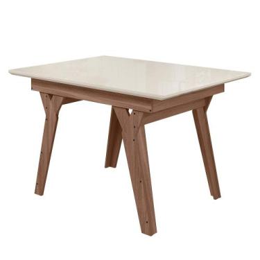 Imagem de Mesa Sala de Jantar 1,10m com Vidro Dubai Amêndoa Off White - Celta Mó