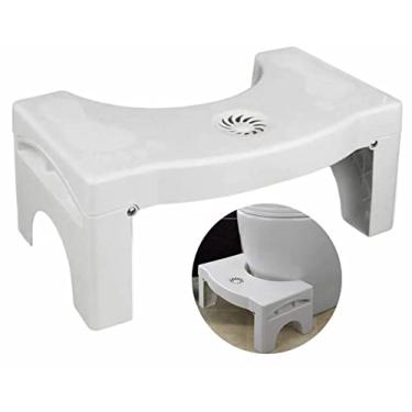 Imagem de Banqueta dobrável para vaso sanitário de 18 cm, de plástico, antiderrapante, dobrável, banco de banheiro para crianças e adultos, banco de agachamento para alívio da constipação, branco