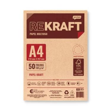 Imagem de Papel Kraft A4 180g 50 folhas reciclado multiuso Jandaia