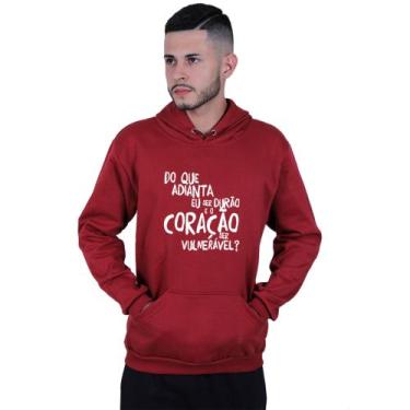 Imagem de Moletom Unissex Canguru Ser Durão Racionais Mcs - Lafre, Vermelho escu