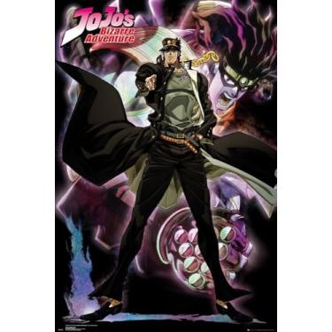 Imagem de BUY ART FOR LESS Pôster artístico oficialmente licenciado por JoJo's Bizarre Adventure - Stardust Crusaders - 61 x 91 cm - Impressão decorativa - Papel pôster - Pronto para emoldurar