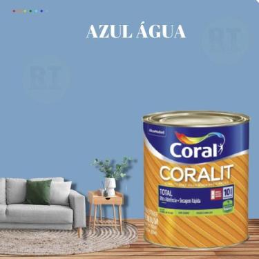 Imagem de Tinta Esmalte Sintético Base Água Cor Azul 800ml Coral Coralit Total Z