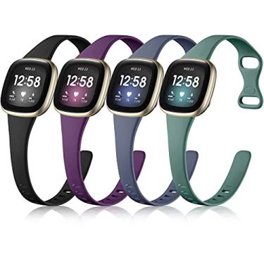 Imagem de Getino Compatível com pulseiras Fitbit Versa 4/Versa 3/Sense/Sense 2 pulseiras femininas e masculinas, acessórios esportivos finos, pulseira para Fitbit Versa 4/Versa 3/Sense 2/Sense, grande