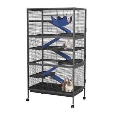 Imagem de GarveeHome Gaiola para animais pequenos de 150 cm de altura, gaiola de 6 camadas com rampas, plataformas e bandeja, gaiola de metal para furões para chinchila, gato, hamster, porquinho-da-índia
