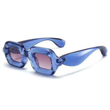 Imagem de VFDHN Óculos de sol retrô fashion punk festa feminino masculino vintage uv400 para áreas externas (azul cinza)