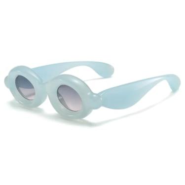 Imagem de VFDHN Óculos de sol retrô fashion punk festa feminino masculino vintage uv400 para áreas externas (azul-geleia)