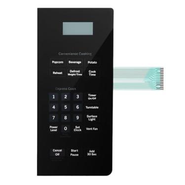 Imagem de VORGENS Touchpad de painel de controle de micro-ondas, compatível com JVM3162, JNM 3163 GE capa de painel de forno interruptor de membrana touchpad (preto) - adequado para acessórios de bancada de