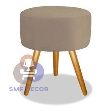Imagem de Puff Redondo Descanso Para Os Pés Com Pézinho Palito Smf Decor capuccino
