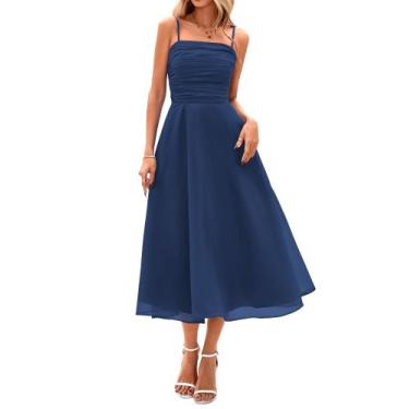 Imagem de Vestido feminino PRETTYGARDEN de verão com alça espaguete azul marinho