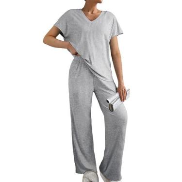 Imagem de Conjunto de pijamas SHEWIN Beach Fashion, suéter de manga curta, cinza