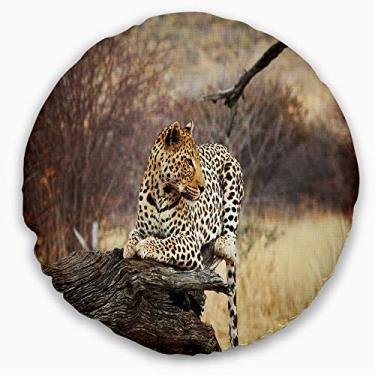 Imagem de Design de leopardo sentado no tronco de árvore africano sala de estar, sofá, almofada de alta qualidade + capa de almofada impressa em ambos os lados 40 cm