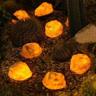 Imagem de LIYAOLI Luzes solares de rocha pacote com 8 | regulação automática e tempo de execução de 8H | Iluminação de paisagem à prova d'água IP44 para jardim/caminho/gramado (pedra - pacote com 8)