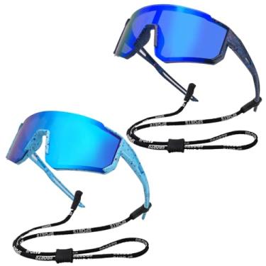 Imagem de COOLSOME Óculos de sol infantis flexíveis polarizados com alça esportiva juvenil ciclismo beisebol para meninos e meninas de 6 a 12 anos, C | preto + azul/armação de policarbonato/não polarizado, lens