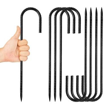 Imagem de Anothera Pacote com 8 estacas de trampolim resistentes, âncoras de 30 cm, estacas de barraca de vento alto, estacas à prova de ferrugem em forma de J para barracas de acampamento, infláveis, cercas