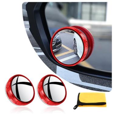 Imagem de 2 peças de espelho convexo com ventosa de sucção, espelho lateral ajustável de 360° usado no espelho de carro, espelho de olho de peixe HD universal, acessórios de espelho de carro adequados para