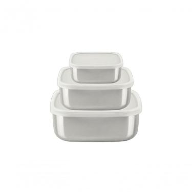 Imagem de Jogo De Potes Tramontina Freezinox Quadrados Aço Inox 3 Peças