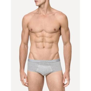 Imagem de Cuecas Calvin Klein Brief Cotton Print Cinza Mescla Pack 2UN, L/G