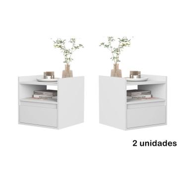 Imagem de Kit 2 Mesas Cabeceira Suspensa Porta Basculante Melina Cores