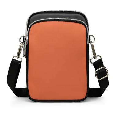 Imagem de JANKS Pequena bolsa transversal feminina mini bolsa de celular bolsa de viagem bolsa carteira bolsas ajustáveis sobre a alça de ombro, 06 Laranja/cinza
