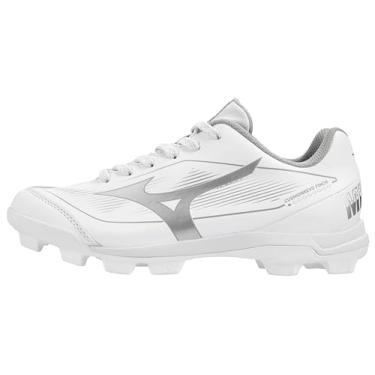 Imagem de Mizuno Chuteira feminina de softbol Cushion revo Finch Jr. TPU Spike, Branco e prata, 18