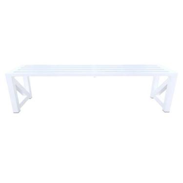 Imagem de Banco Ripado Área Externa Tubo Alumínio Branco 160x40x40cm - Utildecor