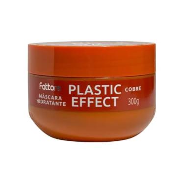 Imagem de Máscara Hidratante Plastic Effect Cobre Fattore 300g – intensifica tons acobreados, pigmentos cobre, hidratação profunda, extrato de cacau e avelã, manteiga de karité, brilho intenso, redução de frizz, evita desbotamento, uso semanal para cabelos naturais e coloridos