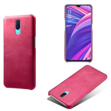 Imagem de Capa para OPPO R17,Proteção contra quedas,Casca de volta de cor sólida simples,Design de couro de imitação de plástico-Rose