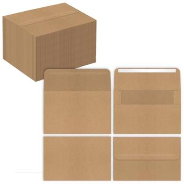 Imagem de Envelopes de convite Kraft A7, pacote com 100, use com cartões de 12,7 x 17,7 cm, papel de ligação forte, da Better Office Products, aba reta com fecho de descascar e colar, pacote com 100 (13,3 x 18,4 cm)
