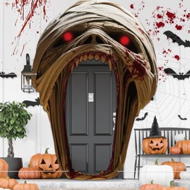 Imagem de Faixa de porta com arco de zumbi de Halloween, 3 peças, faixa de varanda assustadora de mortos-vivos, zumbis sangrentos, decorações para pendurar na porta, sinal de varanda de zumbi assustador, para