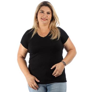 Imagem de Blusa Plus Size Feminina Visco Flame Decote V. Lisa Preta - ANISTIA, G