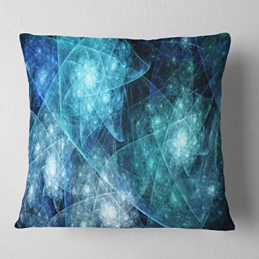 Imagem de Designart Manta abstrata de poliedro giratório azul, sala de estar, sofá, enchimento de almofada + capa de almofada impressa em ambos os lados 45,72 x 45,72 cm