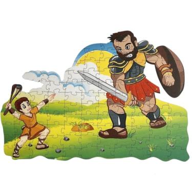 Imagem de Quebra-Cabeça 3D MDF Bíblico Infantil – Davi e Golias | Brinquedo Educativo e Decorativo Cristão para Crianças e Família