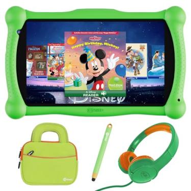 Imagem de Contixo Tablet Disney Kids Learning de 7 polegadas, WiFi, Bluetooth, fone de ouvido infantil com fio, caneta e bolsa para tablet com 15 aplicativos aprovados pelo professor e controle dos pais -