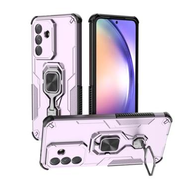 Imagem de SORAKA Capa para Samsung Galaxy A56 5G com suporte de metal rotativo de 360 graus peça magnética de ferro para suporte magnético de carro e telefone roxo