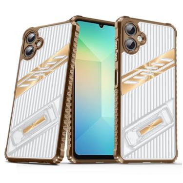Imagem de SORAKA Capa para Samsung Galaxy A06 com suporte PC rígido transparente e TPU flexível antiderrapante texturizado de camada dupla à prova de choque