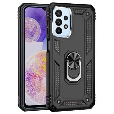 Imagem de SORAKA Capa para Samsung Galaxy A23 5G/4G com suporte para anel Capa Slim Fit de TPU macio Capa Samsung Galaxy A23 com placa de metal para suporte magnético de telefone para carro