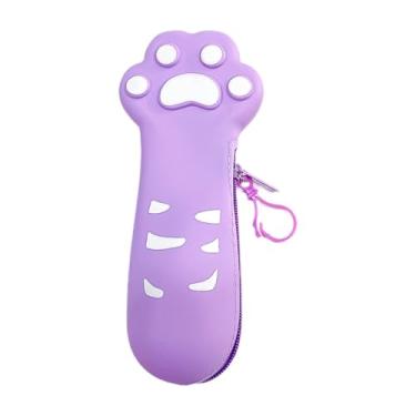 Imagem de SiaBiced Estojo de silicone para lápis, bolsa engraçada para crianças, mulheres, estudantes, presente, material escolar, cosméticos, armazenamento de maquiagem, Roxo