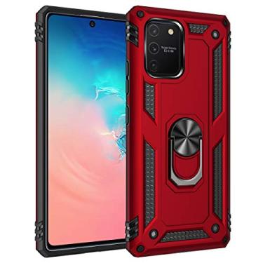 Imagem de SORAKA Capa para Samsung Galaxy S10 Lite com suporte de anel capa protetora para Samsung Galaxy S10 Lite capa traseira de policarbonato rígido com placa de metal para suporte magnético de telefone