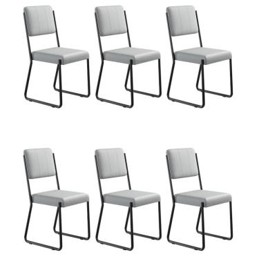 Imagem de Conjunto 6 Cadeiras De Jantar Next Cinza Claro Corriente Estrutura Preta