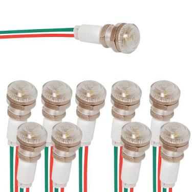 Imagem de Kit 10 sinaleiro 9mm olho de boi branco 220v lukma