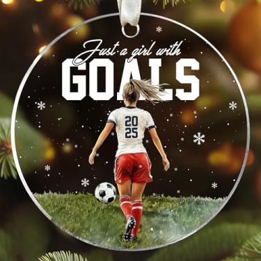 Imagem de HUNIGIFT Ornamentos de futebol - presentes de futebol para meninas, meninos, adolescentes, crianças, jogadores, equipe, treinador - equipe esportiva, presentes para meninas esportivas - Ornamento