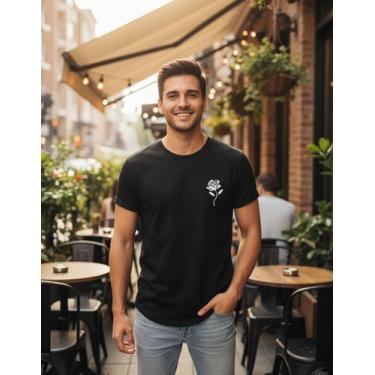 Imagem de Camiseta Masculina Em Algodão Com Estampa Minimalista Rosa - crushed, 