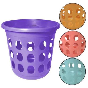 Imagem de Lixeira Cesto De Plastico Redondo Telado Colors 5L 19X22Cm - Plasmotta